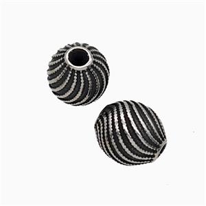 Stainless Steel Barrel Beads Antique Silver, approx 8.5-9.5mm