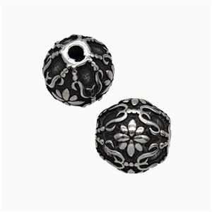 Stainless Steel Round Beads Antique Silver, approx 9mm