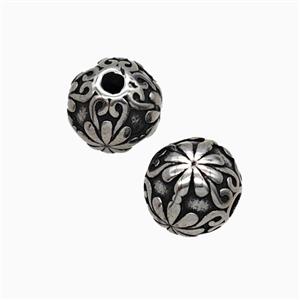 Stainless Steel Round Beads Daisy Flower Antique Silver, approx 10mm
