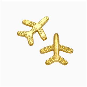 Stainless Steel Airplane Pendant Nohole Gold Plated, approx 11-12mm