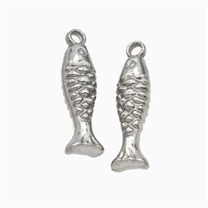 Raw Stainless Steel Fish Pendant, approx 5-18mm