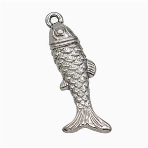 Raw Stainless Steel Fish Pendant, approx 8-25mm