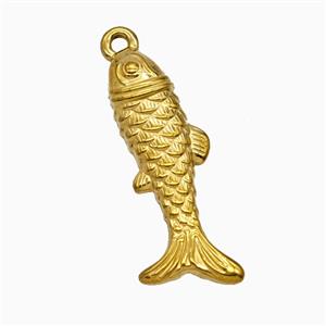 Stainless Steel Fish Pendant Gold Plated, approx 8-25mm