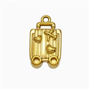 Stainless Steel Travel Box Pendant Suitcase Gold Plated, approx 10-15mm