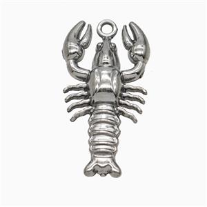 Raw Stainless Steel Crayfish Pendant, approx 15-28mm