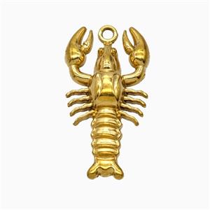Stainless Steel Crayfish Pendant Gold Plated, approx 15-28mm