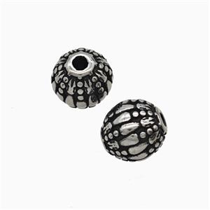 Stainless Steel Round Beads Antique Silver, approx 8mm
