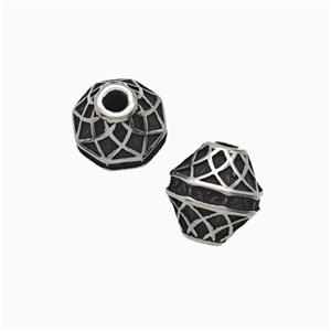 Stainless Steel Bicone Beads Antique Silver, approx 8mm