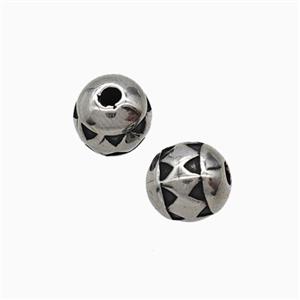 Stainless Steel Round Beads Antique Silver, approx 8mm