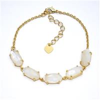 White MOP Shell Copper Bracelet Gold Plated, approx 7-14mm, 22-27cm length