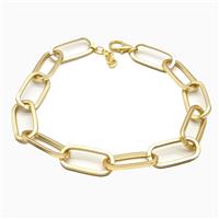 Aluminium Necklace Chain Matte Gold, approx 22-45mm,45-50cm length