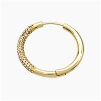 Copper Hoop Earrings Micropave Zirconia Gold Plated, approx 27mm dia