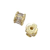 Copper Tube Beads Pave Zirconia Gold Plated, approx 6mm