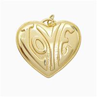 Copper LOVE Pendant Heart Gold Plated, approx 28mm
