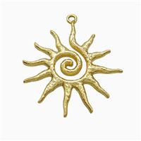 Copper Sun Pendant Spiral Hammered Gold Plated, approx 27mm
