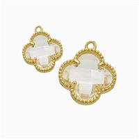 Copper Clover Pendant Pave Crystal Glass Gold Plated, approx 16mm