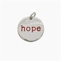 Copper Hope Pendant Red Enamel Platinum Plated, approx 15mm
