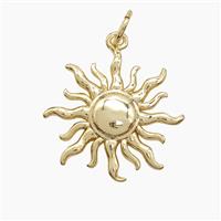 Copper Sun Pendant Gold Plated, approx 18mm