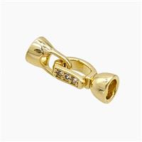 Copper Cordend Clasp Pave Zirconia Gold Plated, approx 5-18mm