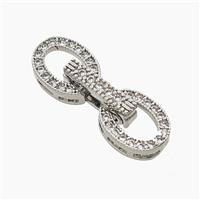 Copper Clasp Pave Zirconia Platinum Plated, approx 8.5-25mm