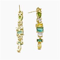 Copper Stud Earrings Pave Zirconia Gold Plated, approx 4-8mm, 50mm length