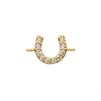 Copper Horse-Shoe Connector Pave Zirconia Gold Plated, approx 8mm