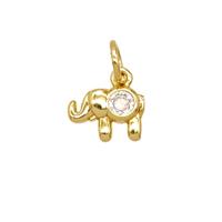 Copper Elephant Pendant Pave Zirconia 18K Gold Plated, approx 6-9mm