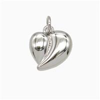 Copper Heart Pendant Platinum Plated, approx 13mm