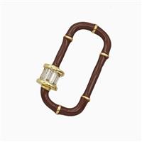 Copper Carabiner Clasp Pave Zirconia Red Enamel Gold Plated, approx 14-30mm