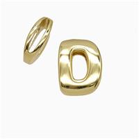 Copper Letter-D Beads Flat Hole Gold Plated, approx 16-20mm, 2-4-16mm hole