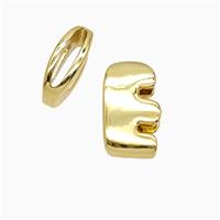 Copper Letter-E Beads Flat Hole Gold Plated, approx 16-20mm, 2-4-16mm hole