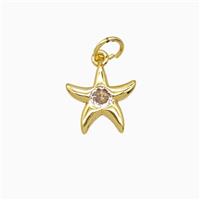 Copper Starfish Pendant Pave Zirconia Gold Plated, approx 11mm