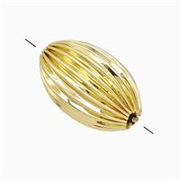 Copper Rice Beads Ribbed Gold Plated, approx 13-20mm