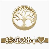 Copper Watchband Beads Tree Of Life Flat Hole Gold Plated, approx 16mm, 3-11mm hole