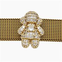 Copper Watchband Beads Pave Zirconia Kids Girl Flat Hole Gold Plated, approx 12-16mm, 2-10mm hole