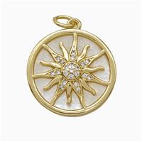 Copper Sun Pendant Pave Zirconia Gold Plated, approx 18mm