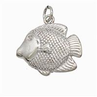 Copper Fish Pendant Platinum Plated, approx 16-19mm