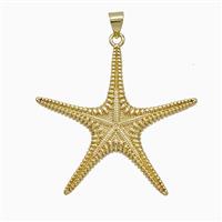 Copper Starfish Pendant Gold Plated, approx 36mm