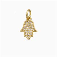 Copper Hamsahand Pendant Pave Zirconia 18K Gold Plated, approx 8-10mm