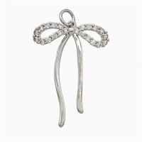 Copper Bowknot Pendant Pave Zirconia Platinum Plated, approx 19-26mm
