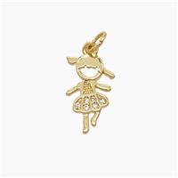 Copper Kids Girls Pendant Pave Zirconia 18K Gold Plated, approx 9-15mm