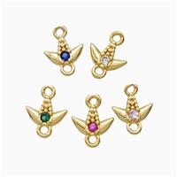 Copper Tulip Connector Pave Zirconia Gold Plated Mixed, approx 6mm