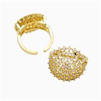 Copper Rings Pave Zirconia Hollow 18K Gold Plated, approx 20mm, 18mm dia