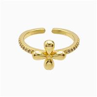 Copper Cross Rings Pave Zirconia 18K Gold Plated, approx 11mm, 18mm dia