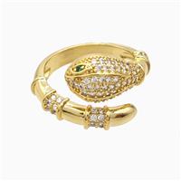 Copper Snake Rings Pave Zirconia 18K Gold Plated, approx 3-9mm, 18mm dia