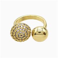 Copper Rings Pave Zirconia 18K Gold Plated, approx 10-12mm, 18mm dia