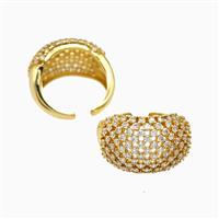 Copper Rings Pave Zirconia Hollow 18K Gold Plated, approx 16mm, 18mm dia