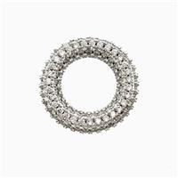 Copper Circle Connector Pave Zirconia Platinum Plated, approx 18mm