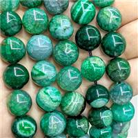 Natural Dragon Veins Agate Beads Smooth Round Green Dye, approx 14mm