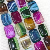 Natural Striped Agate Rectangle Beads Banded Mixed Color Dye, approx 18-25mm